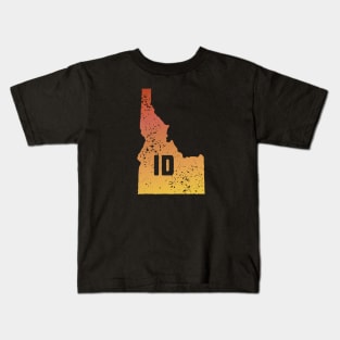 US state pride: Stamp map of Idaho (ID letters cut out) Kids T-Shirt